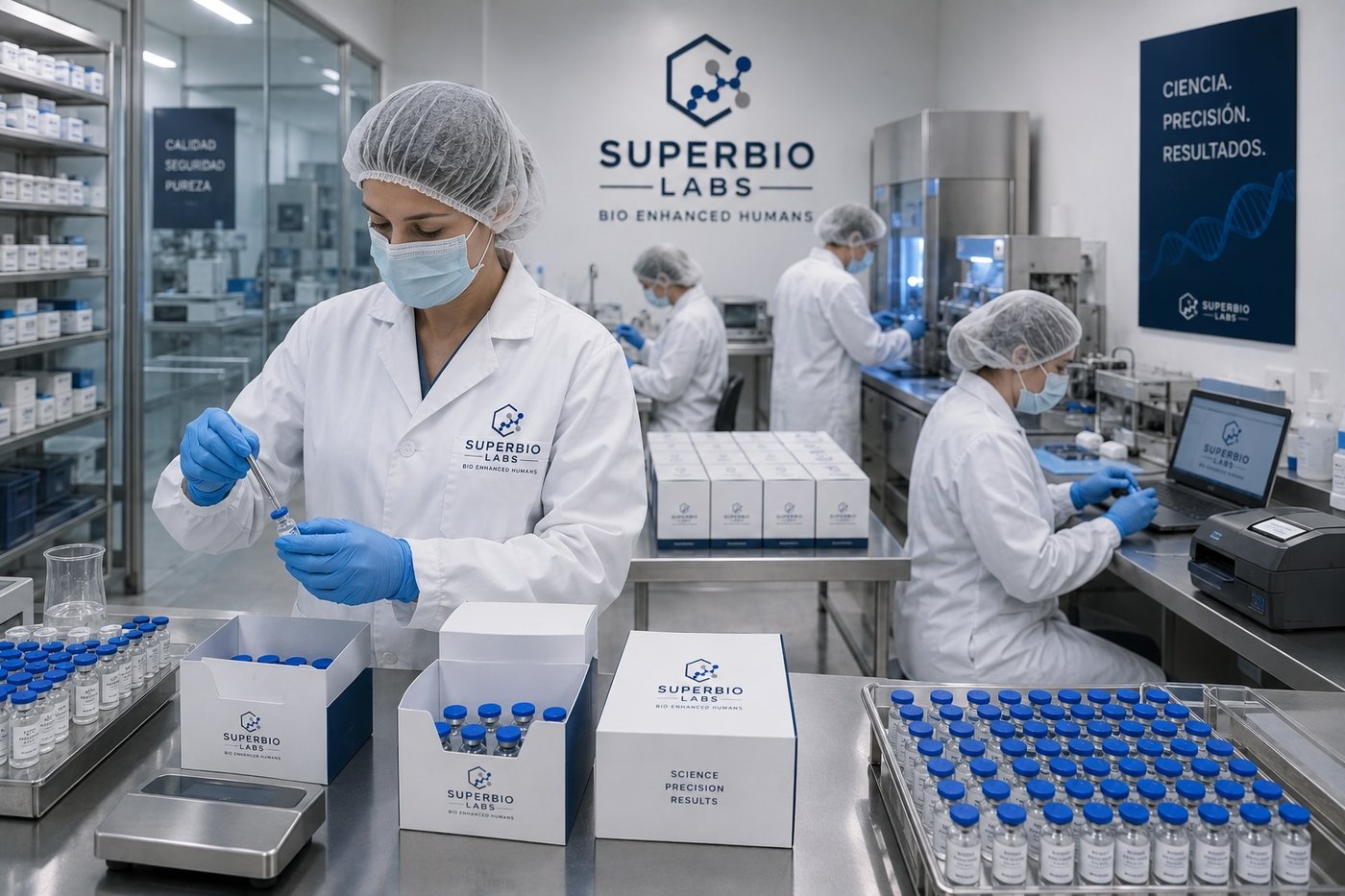 Equipo SuperBio Labs entregando kit a cliente