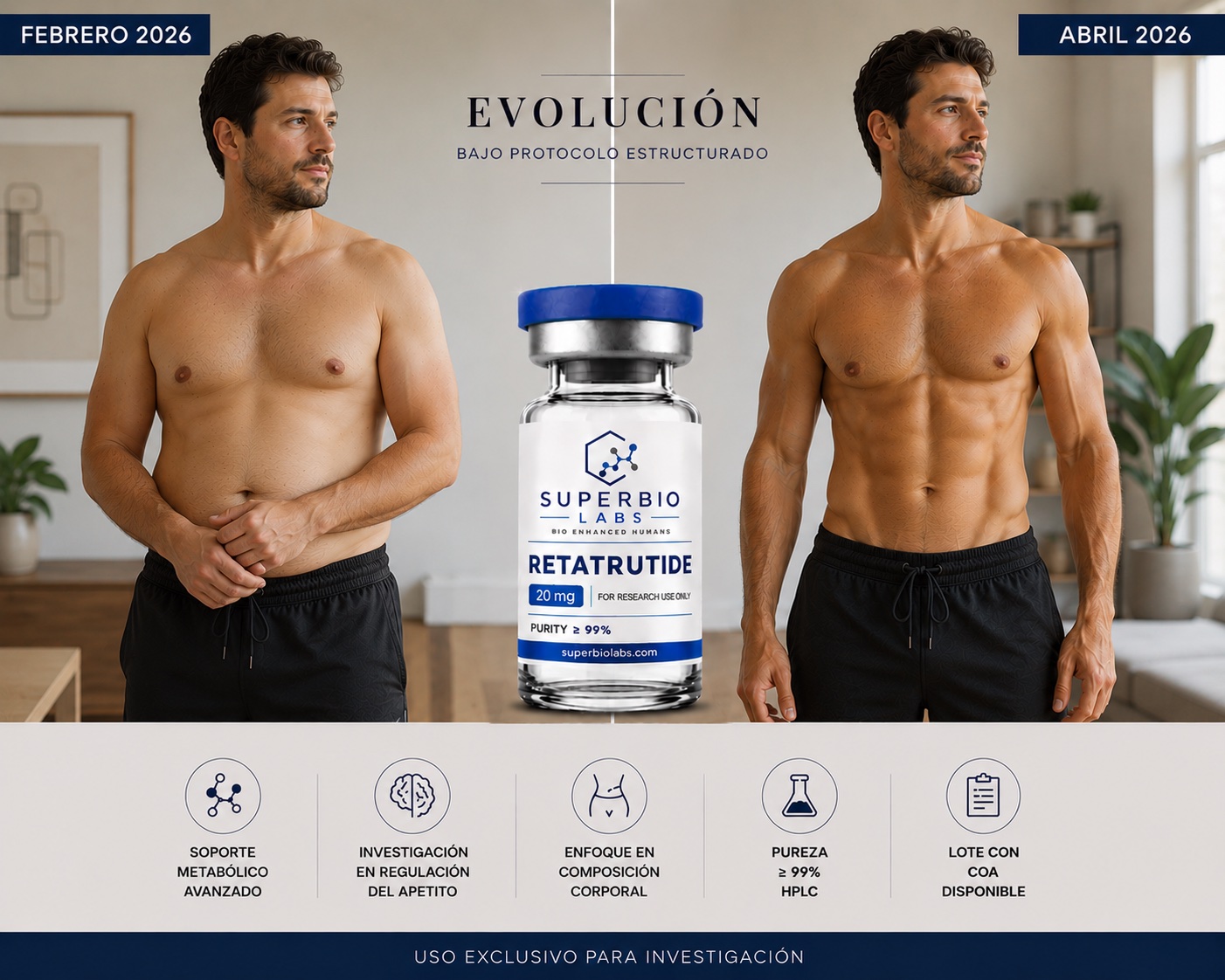 Estudio visual referencial — sujeto masculino · febrero a abril 2026